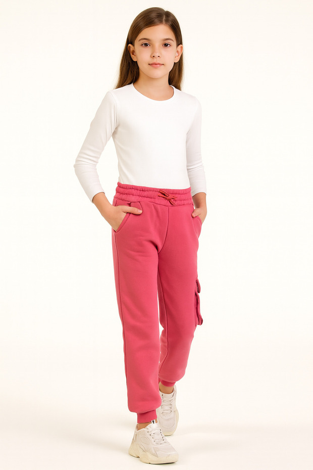 270-10-25 Girl's Cargo Pocket Piece Sweatpants Set, Age 8/12