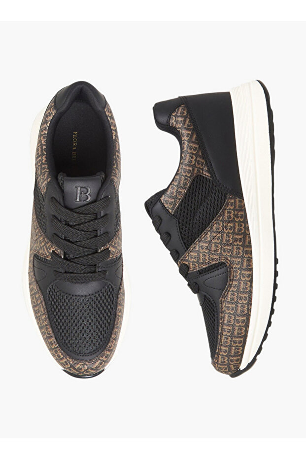 Women Mongram Print Lace-Up Sneakers