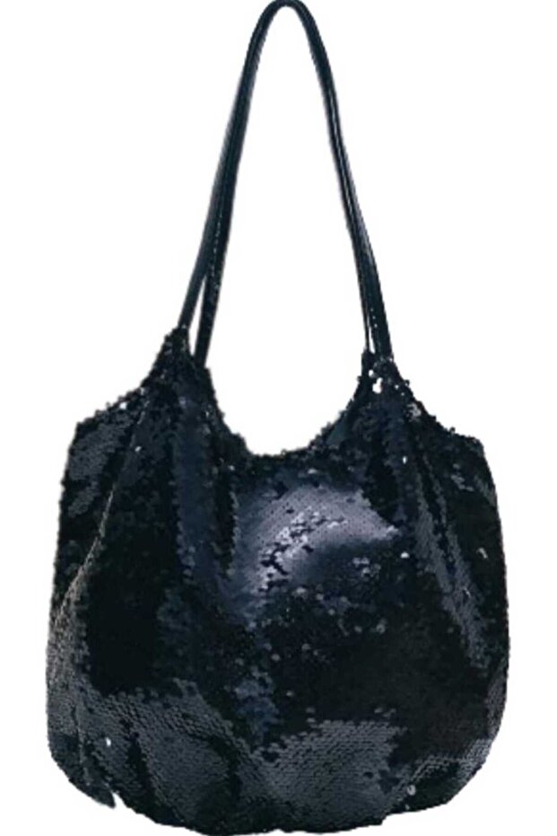 siyah pullu kadın çantası - 1