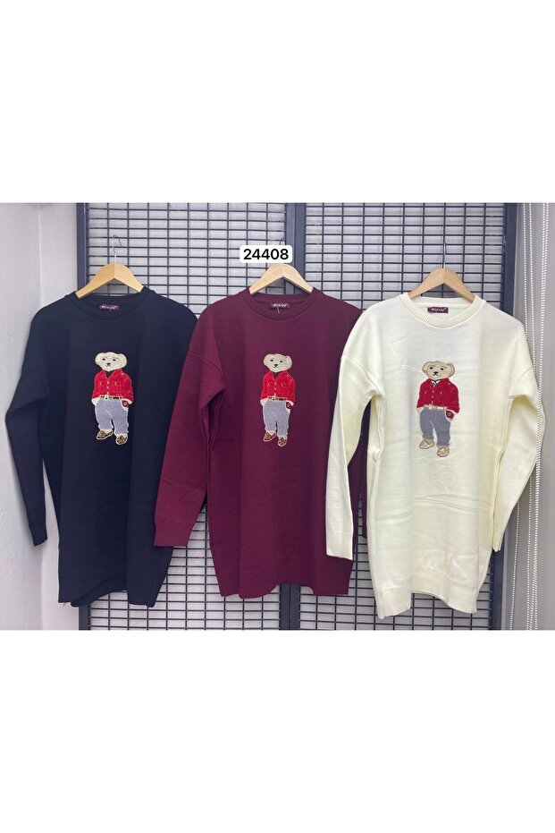 تونيك تريكو بنقشة دمية الدب - 4