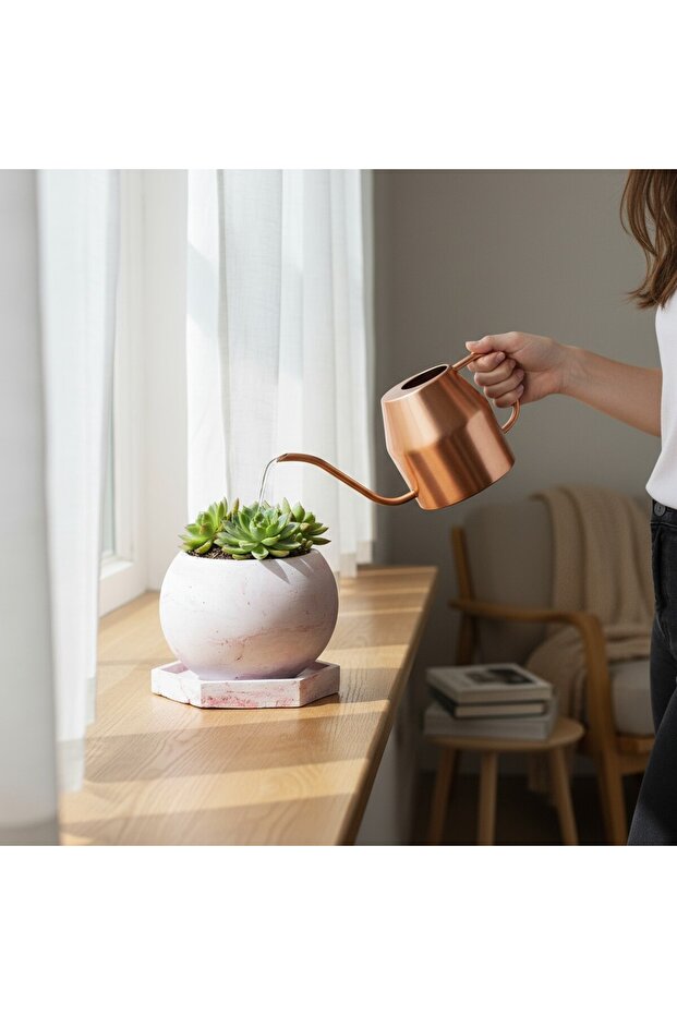 El Yapımı Taş Tozu Yumurta Formlu Tabaklı Sukulent Saksı – 6,5x5,5 cm - 2