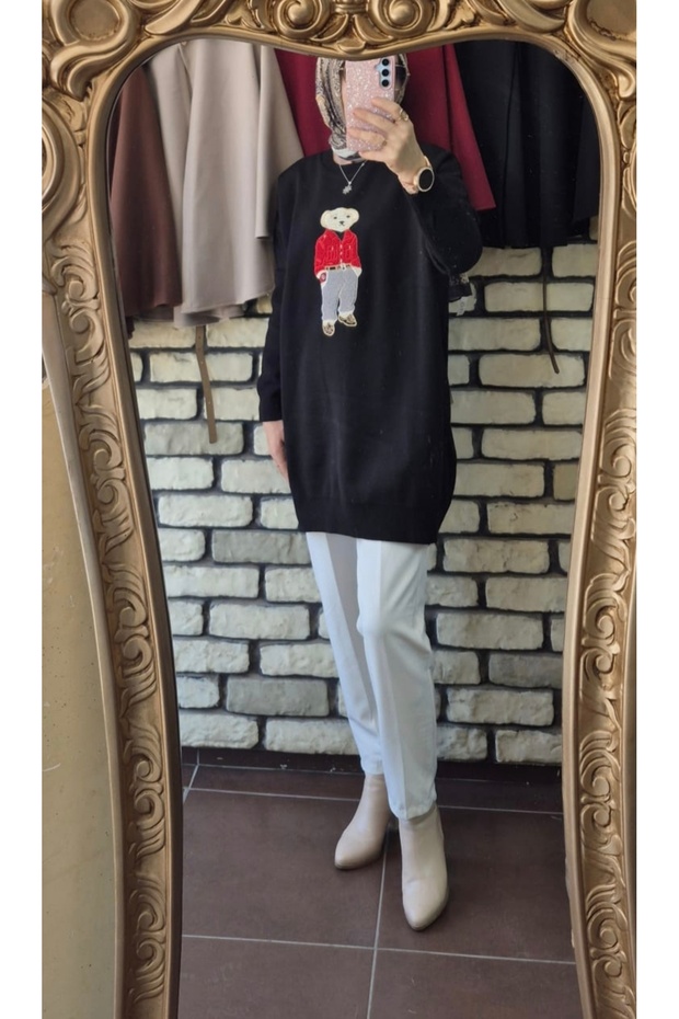 تونيك تريكو بنقشة دمية الدب - 1