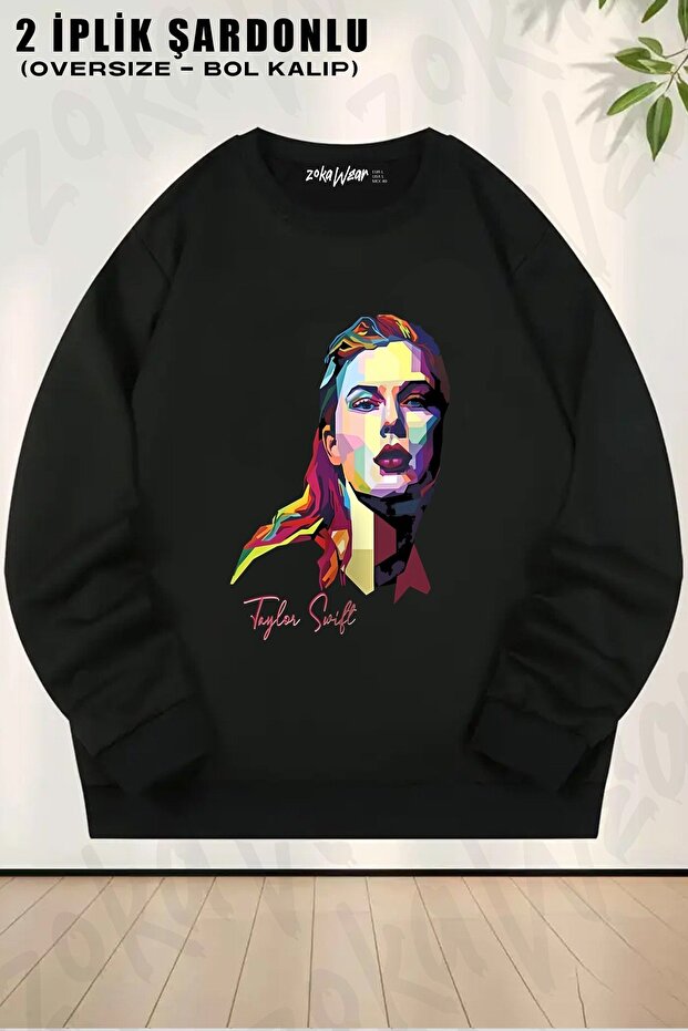 Unisex Taylor Swift X2 Printed Oversized Crew Neck Sweatshirt
