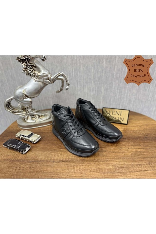 Men's Genuine Leather Wool Lined Winter Ankle Boots