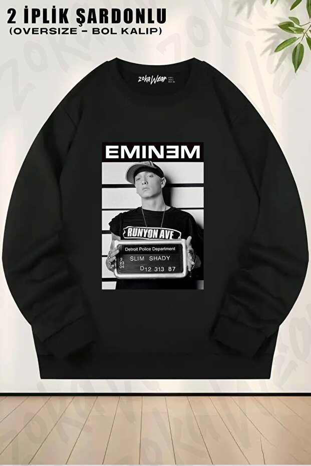 Unisex Eminem Slim Shady Printed Oversized Crew Neck Sweatshirt
