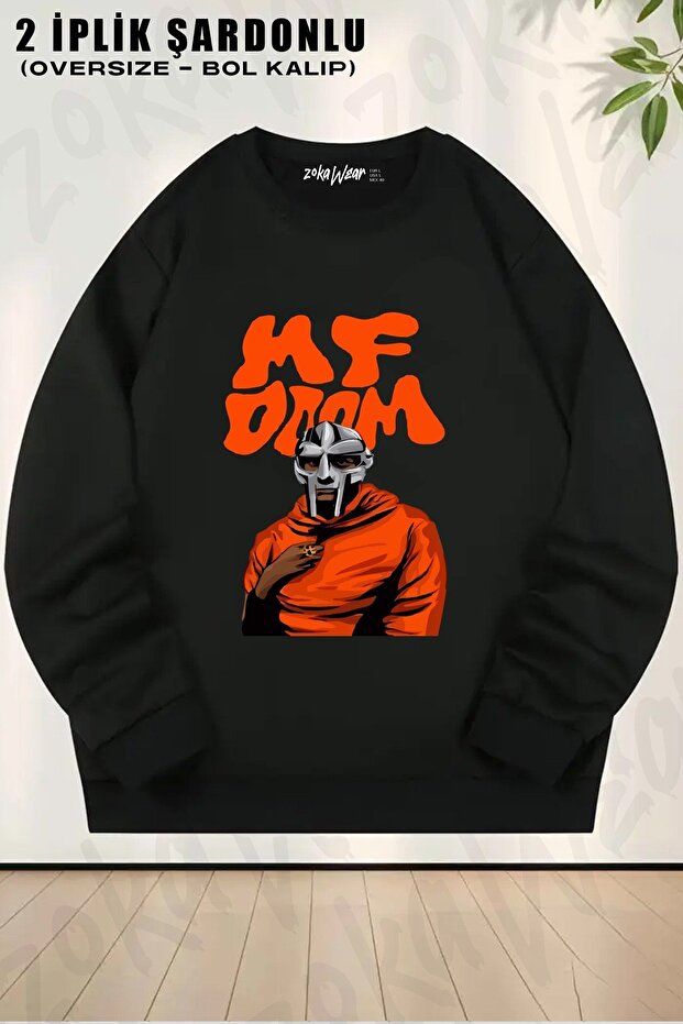 Unisex Mf Doom V2 Printed Oversized Crew Neck Sweatshirt
