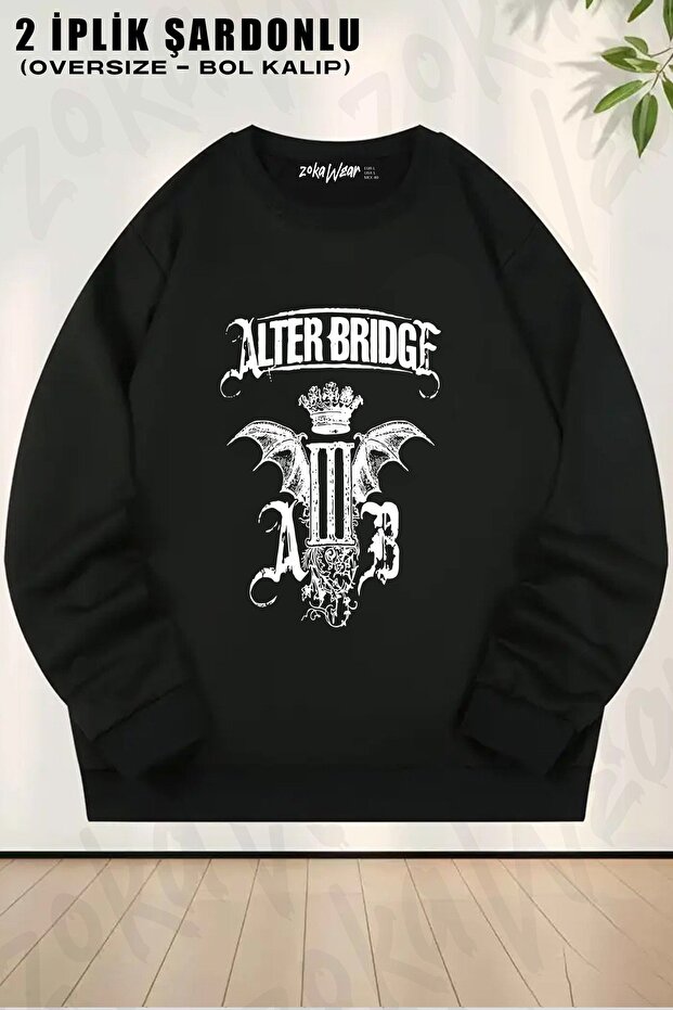 سويت شيرت للجنسين من Alter Bridge مطبوع قصة فضفاضة برقبة دائرية