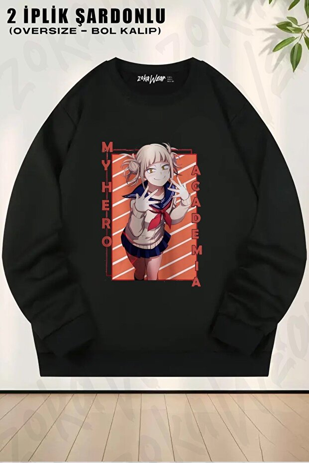 Unisex My Hero Academia Himiko Printed Oversized Crew Neck Sweatshirt