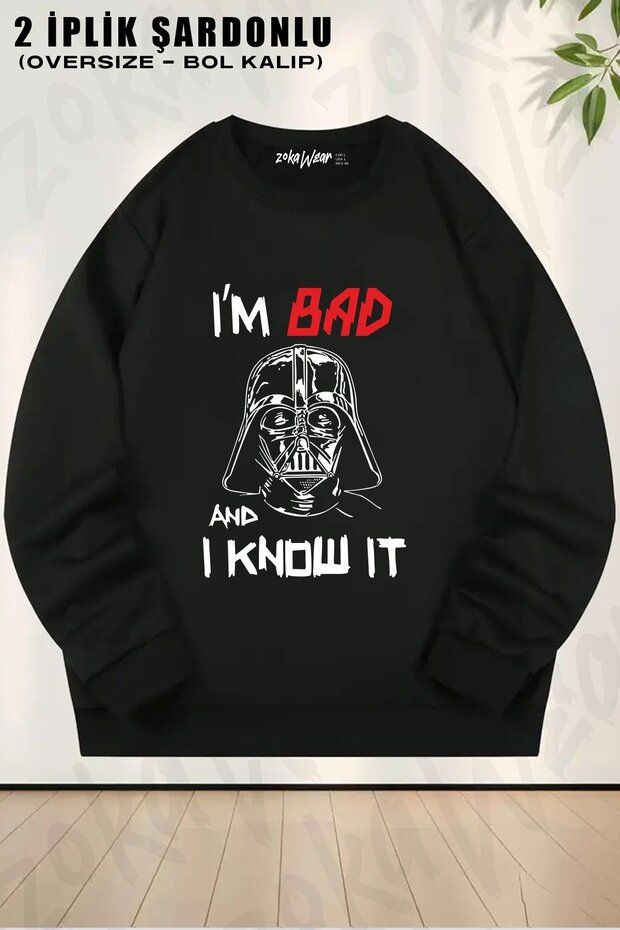 سويت شيرت بياقة دائرية للجنسين من Bad Darth Vader مطبوع قصة فضفاضة