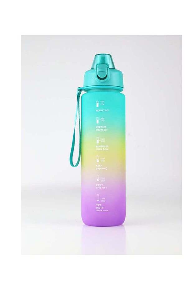 Toshionics 1000ml Motivational Drinking Water Bottle with Time Markers, One-Button Lockable Lid, So - 1