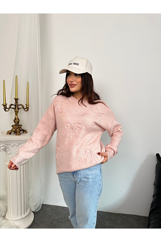 Women's Knit Sweater with Bow Detail