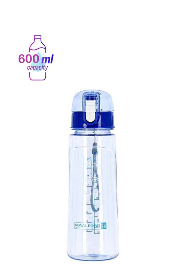 Royalford Water Bottle with Volume Marker- Portable Motivational Water Bottle with Straw and Handle - 1