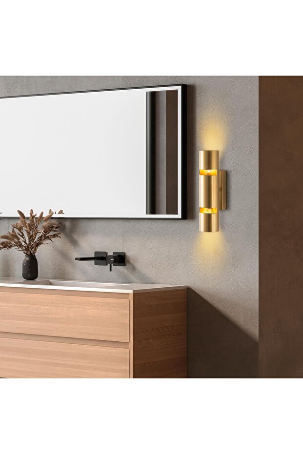 Luxora Bidirectional Modern Metal Sconce Bright Gold, Art Deco Design Wall Lighting Luxora-15382