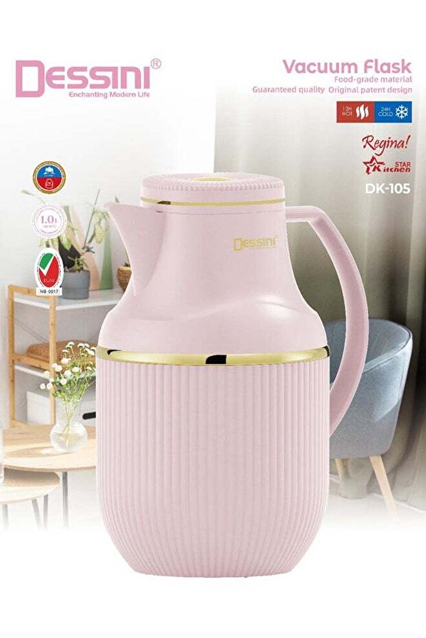 DESSINI Dessini Tea & Coffee Vacuum Flask 1L Dk105 Pink/Gold