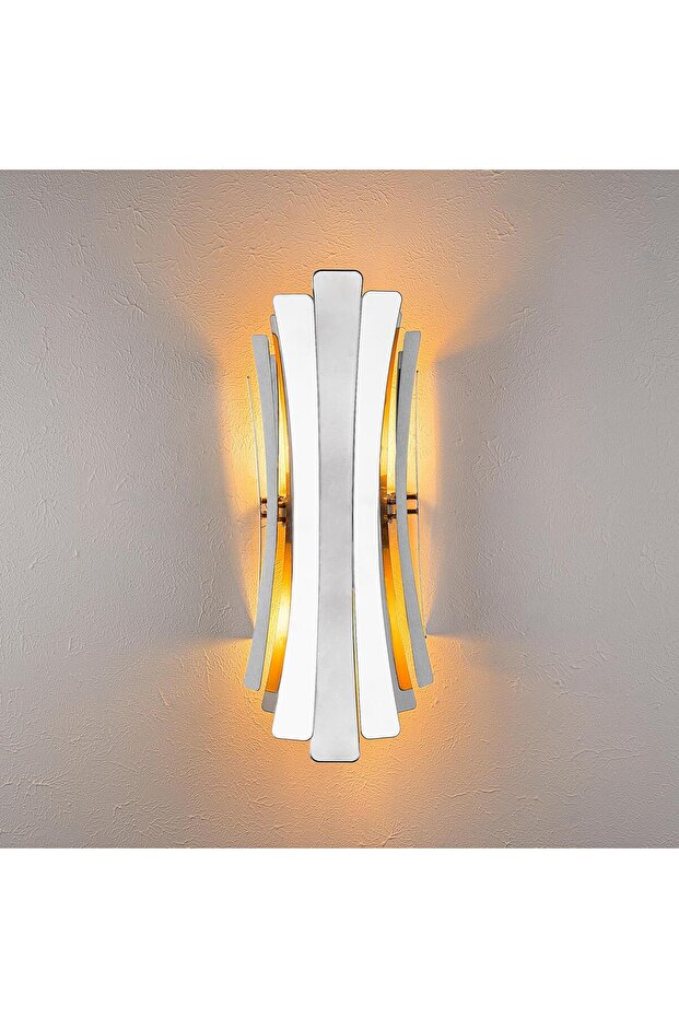 Linea Bidirectional Modern Metal Sconce Bright Chrome, Minimalist Wall Lamp Linea-15443
