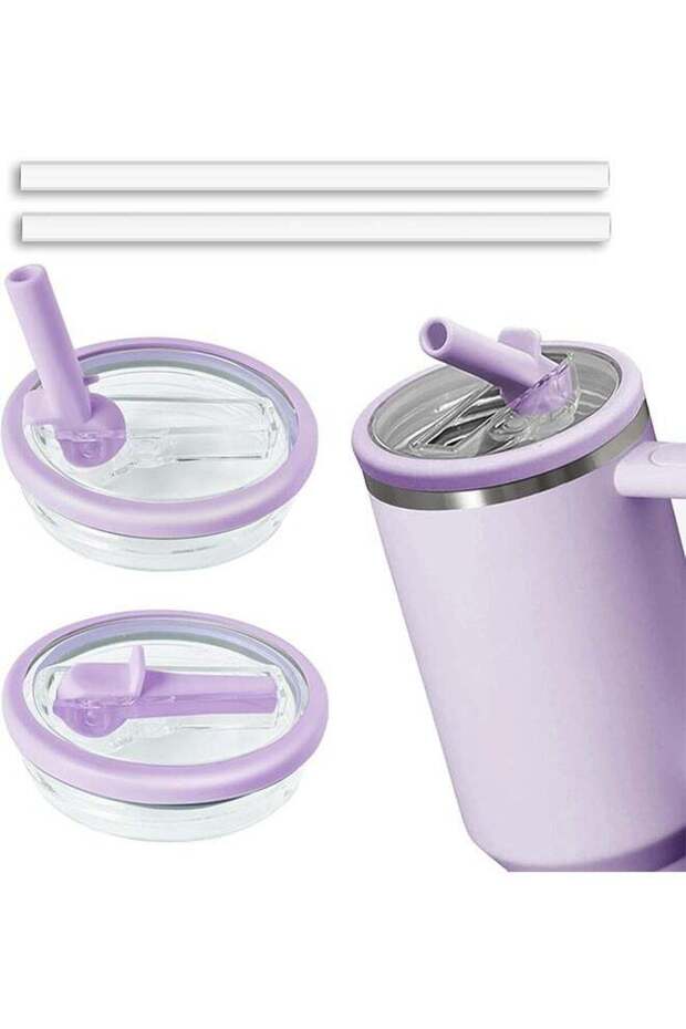 2 Pack Leakproof Lid with Seal Ring compatible with 40oz Stanley Quencher,10cm Diameter Transparent - 1