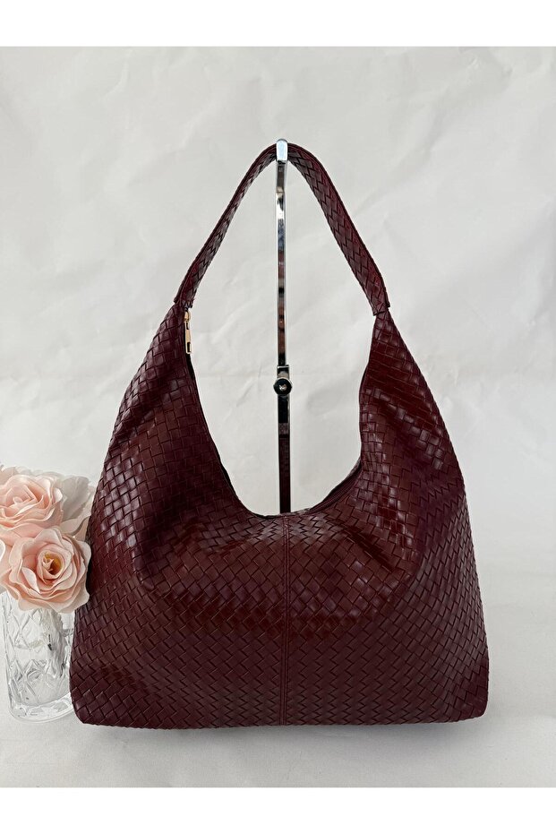 Knitted Leather Shoulder Bag Hobo Bag – Shoulder Strap, Soft Leather, Casual & Stylish Spacious Shoulder Bag