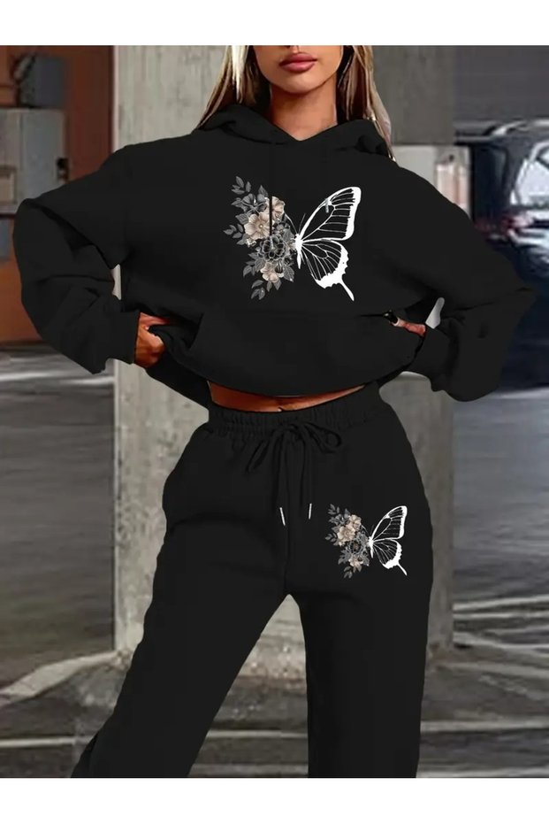 3 Thread Fleece Hoodie Set – Modern and Comfortable Street Style Look