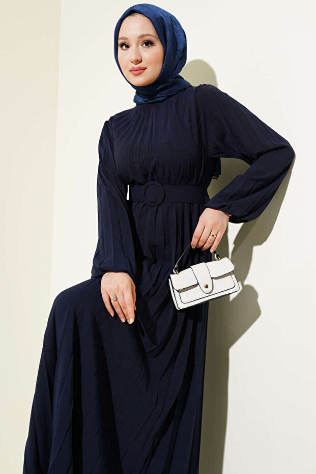 Piliseli Kemerli Ayrobin Elbise - 2