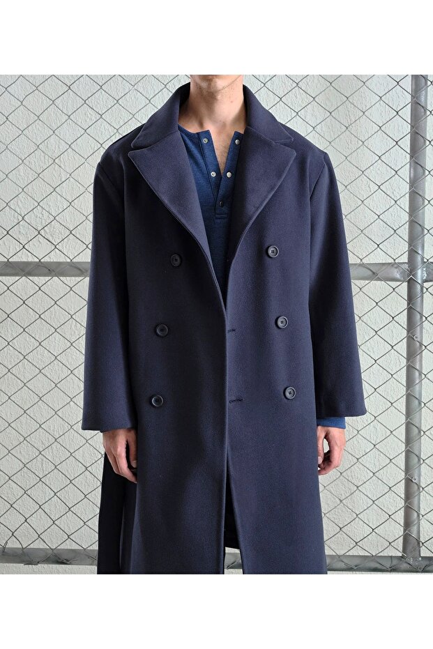 Men's Belted Cashmere Cotton Winter Coat