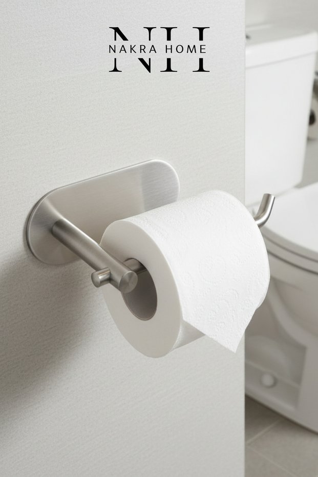 Stainless Steel Adhesive Toilet Paper Holder | Installation Without Drilling | Toilet Paper Holder | Moisture Resistant