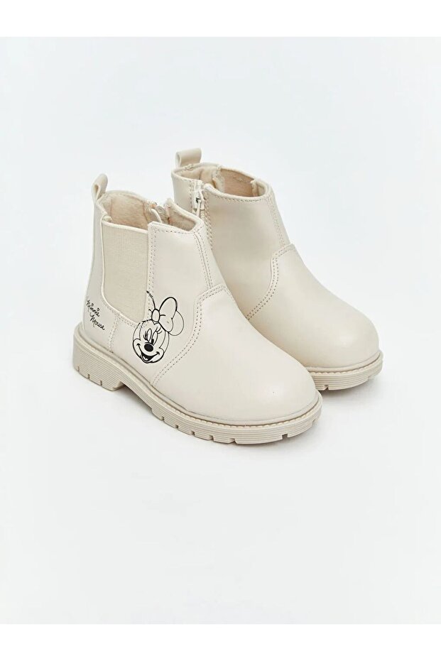 LCW STEPS Bej Minnie Mouse Baskılı Kız Bebek Bot - 1