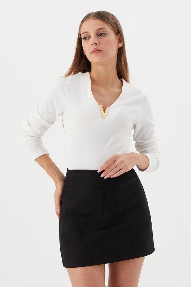 Suede skirt black