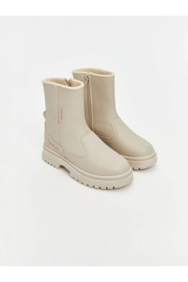 LCW STEPS Bej Deri Görünümlü Kız Çocuk Bot - 2