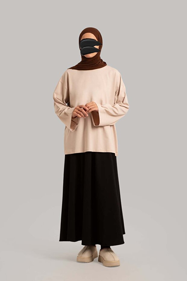 Basic Uzun Kollu Tişört - Bej - 1