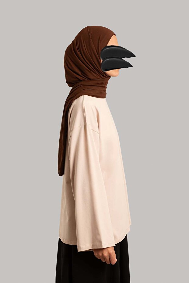 Basic Uzun Kollu Tişört - Bej - 6