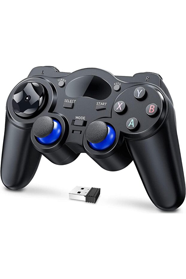 USB Wireless Gaming Controller Gamepad for PC/PS3/Android/Steam - Black - 1