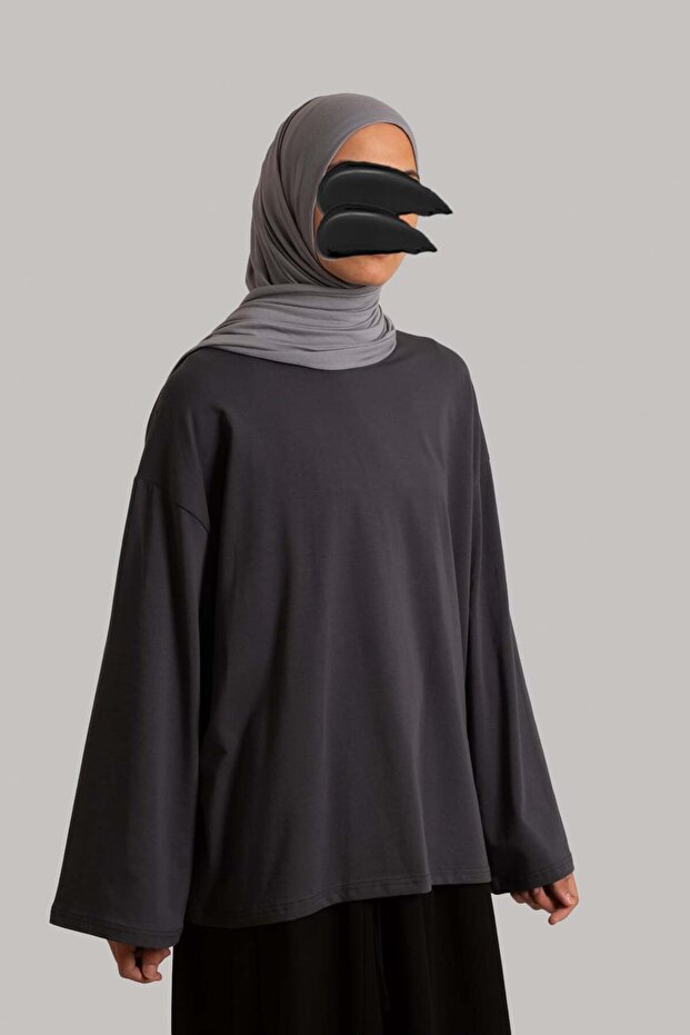 basic Tricou cu mânecă lungă - afumat - 1