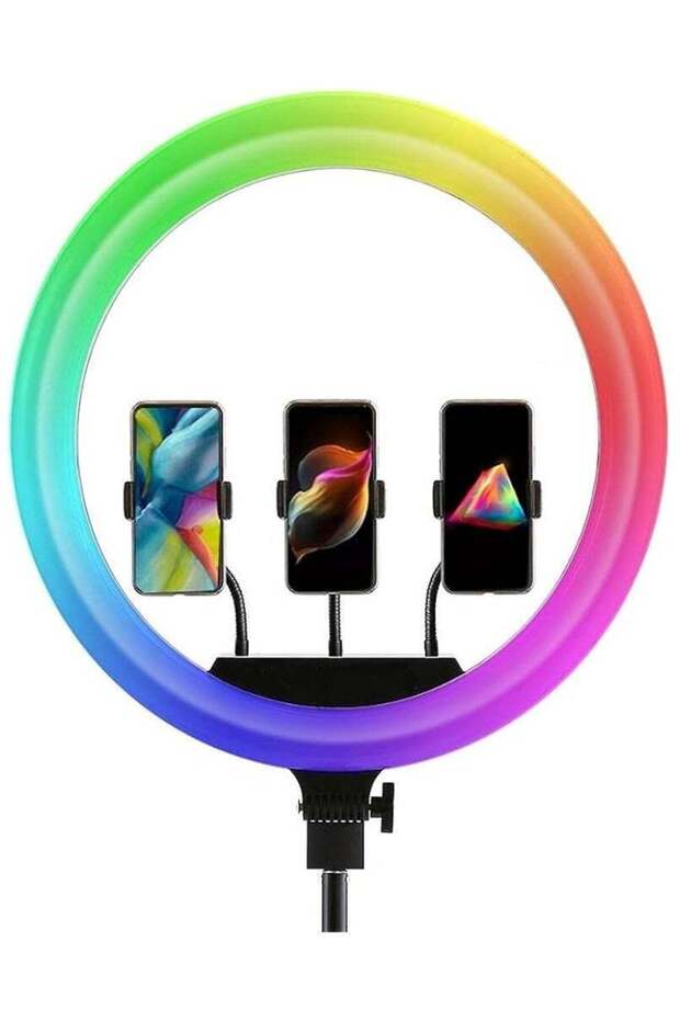 Portable MJ45 18'' RGB Desktop Soft LED Ring Light with 3 Mobile Holders & Mini Stand