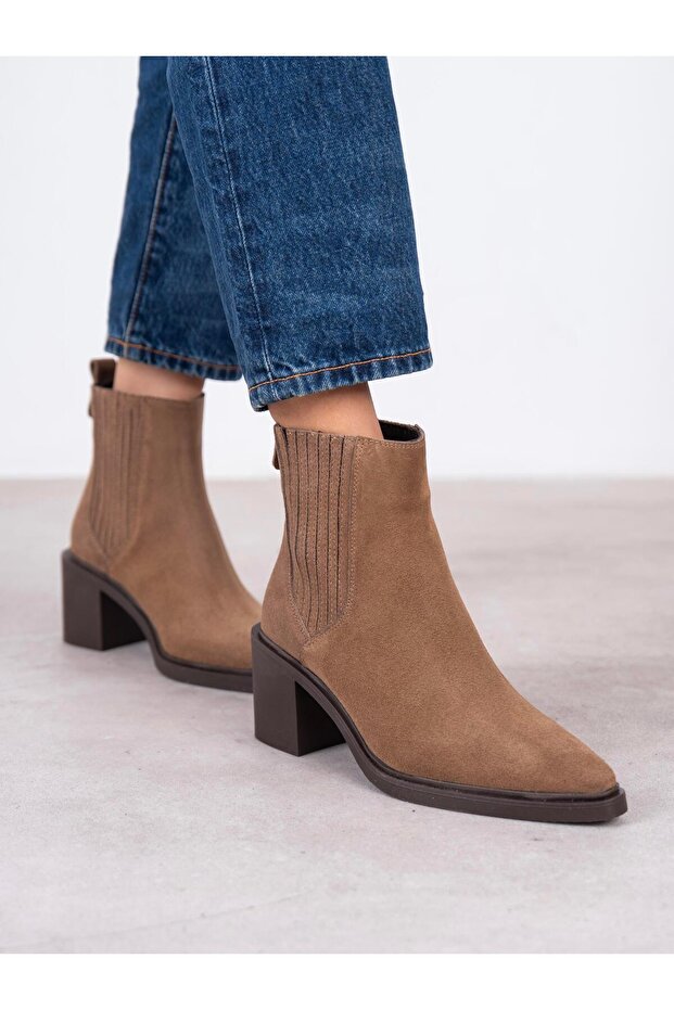 Fidra Camel Süet Hakiki Deri Kadın Bot - 5