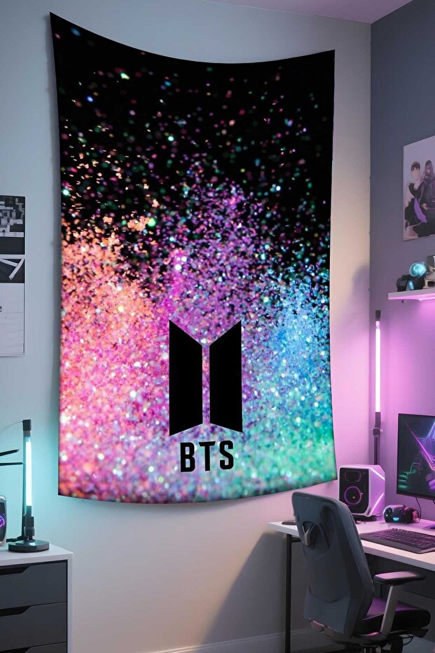 Bts Printed Wall Covering – Music Themed, High-Quality Fabric, Tapestry Wall Carpet