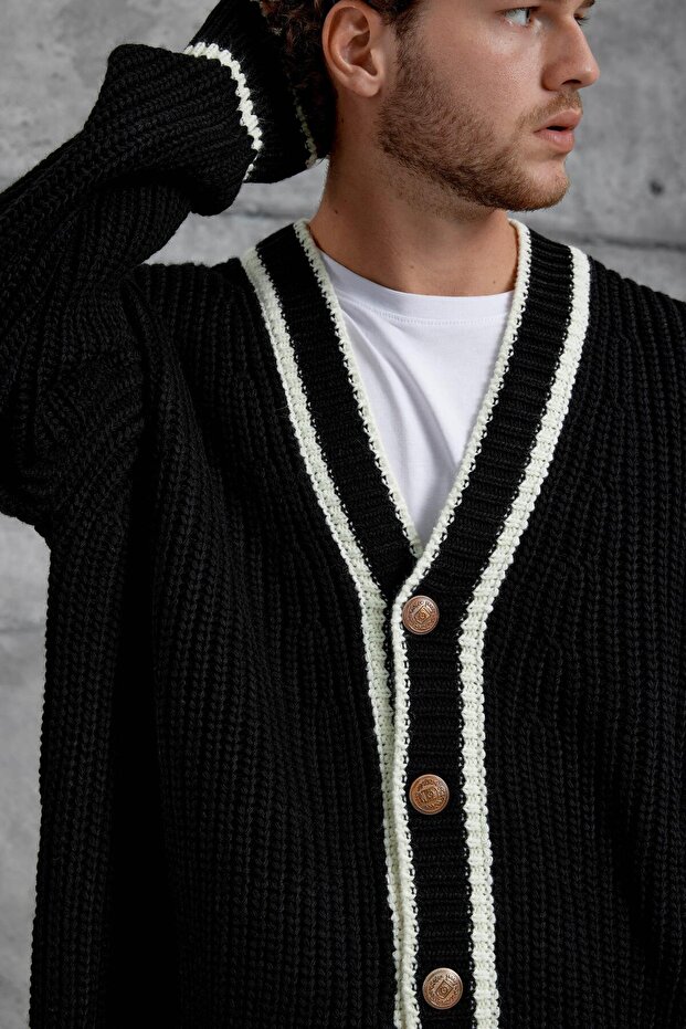 Siyah Gst Örme Triko Hırka - 5