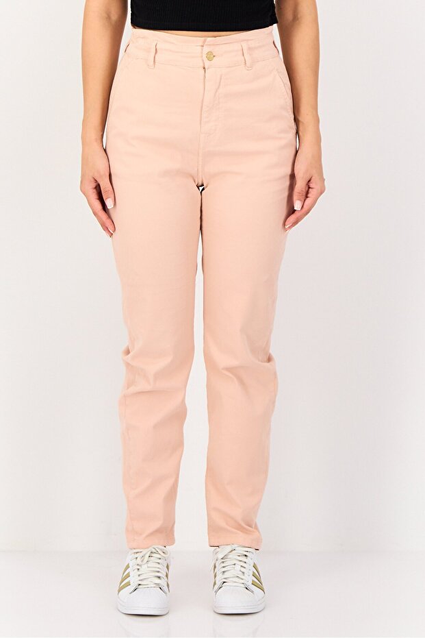 Women Regular Fit Solid Straight Leg Pants, Dusty Pink