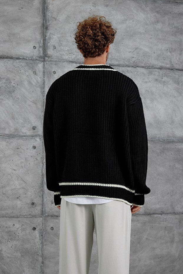 Siyah Gst Örme Triko Hırka - 6