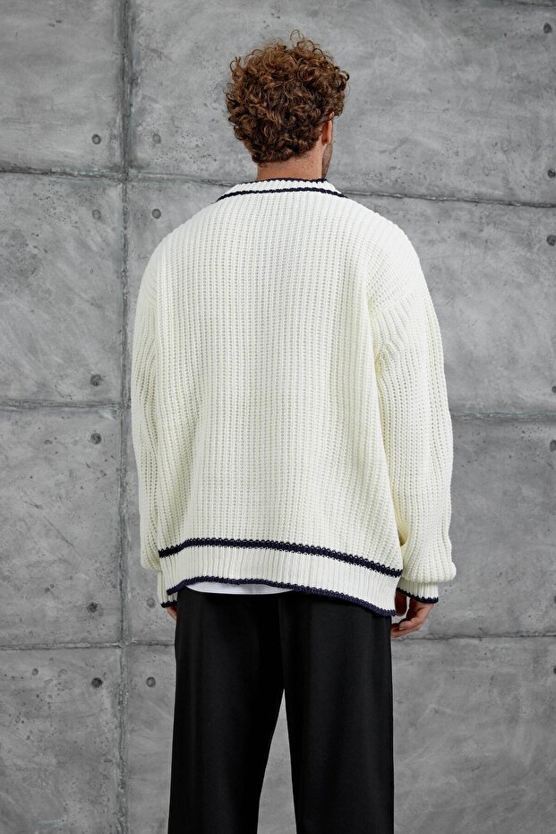 Beyaz Gst Örme Triko Hırka - 5