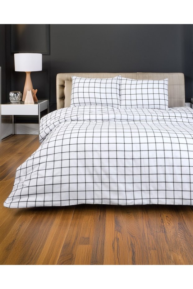 Square Patterned Single Duvet Cover Set 160X220 cm (Without Sheets)