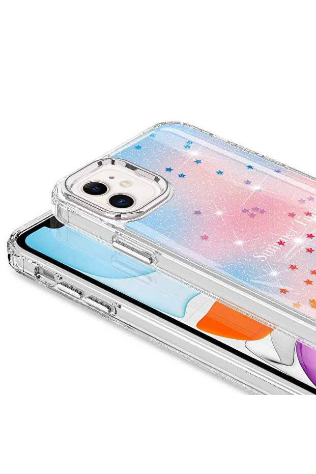 حافظة NXXA Task المتوافقة مع هاتف iPhone 11 ذات نمط فضي لامع - وردي - 2