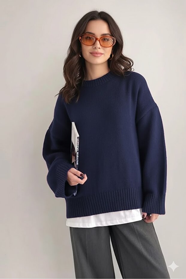 Oversized Soft Off-Shoulder Knitwear Sweater | Winter Basic Knitwear Sweatshirt