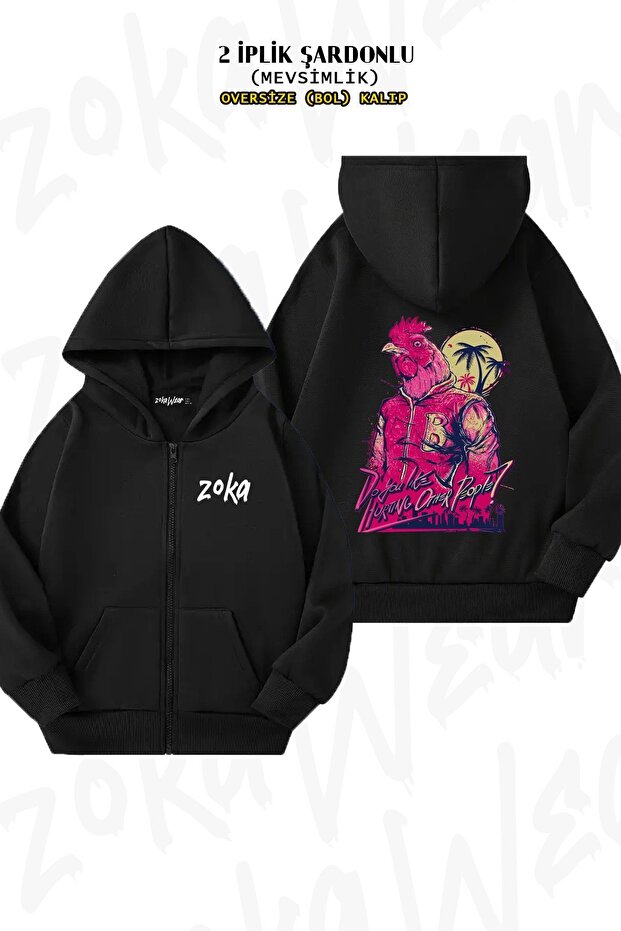 Unisex Hotline Miami,Richard Printed Oversized Back Printed Zip Hooded Cardigan