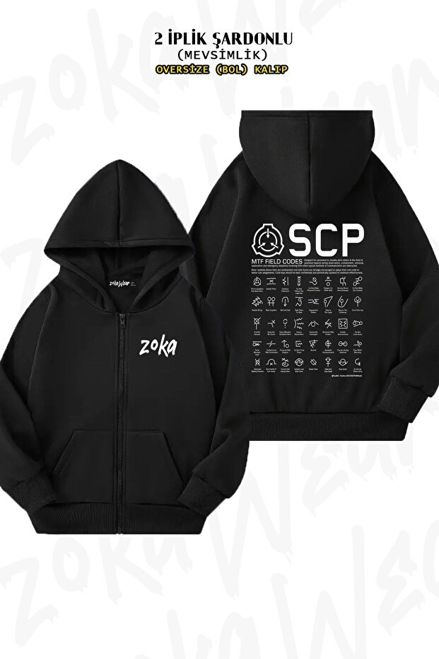 سترة كارديجان بغطاء للرأس للجنسين من SCP MTF Field Codes مطبوع قصة فضفاضة مطبوع