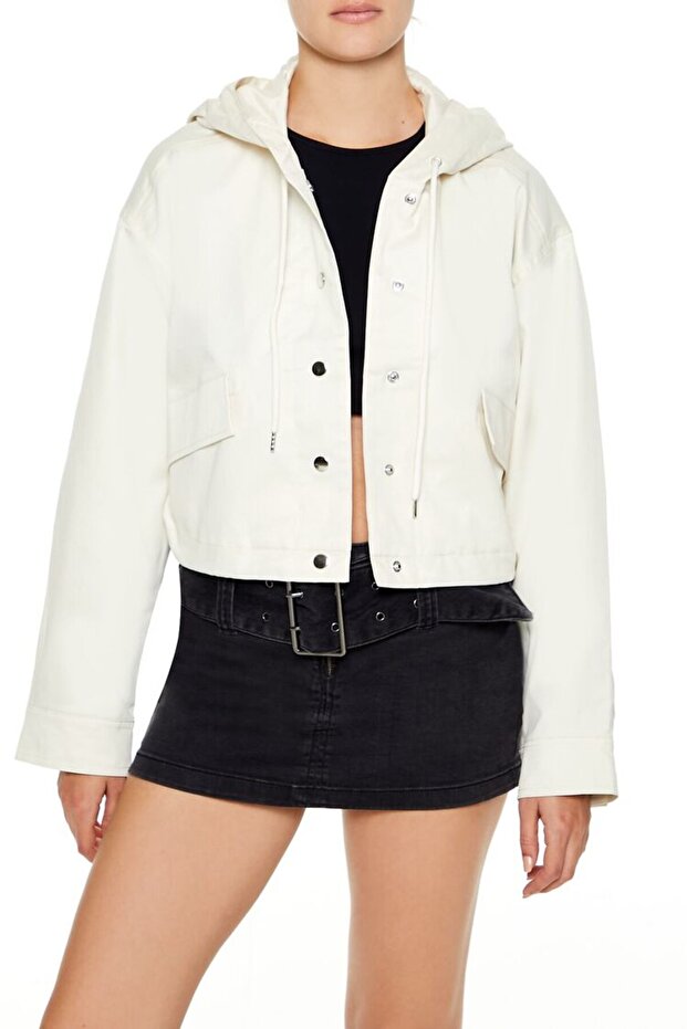 Kapüşonlu Twill Ceket - 2