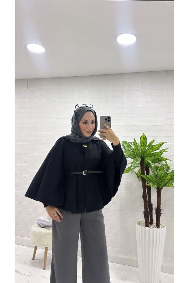 KEMERLİ KAŞE PANÇO - 1