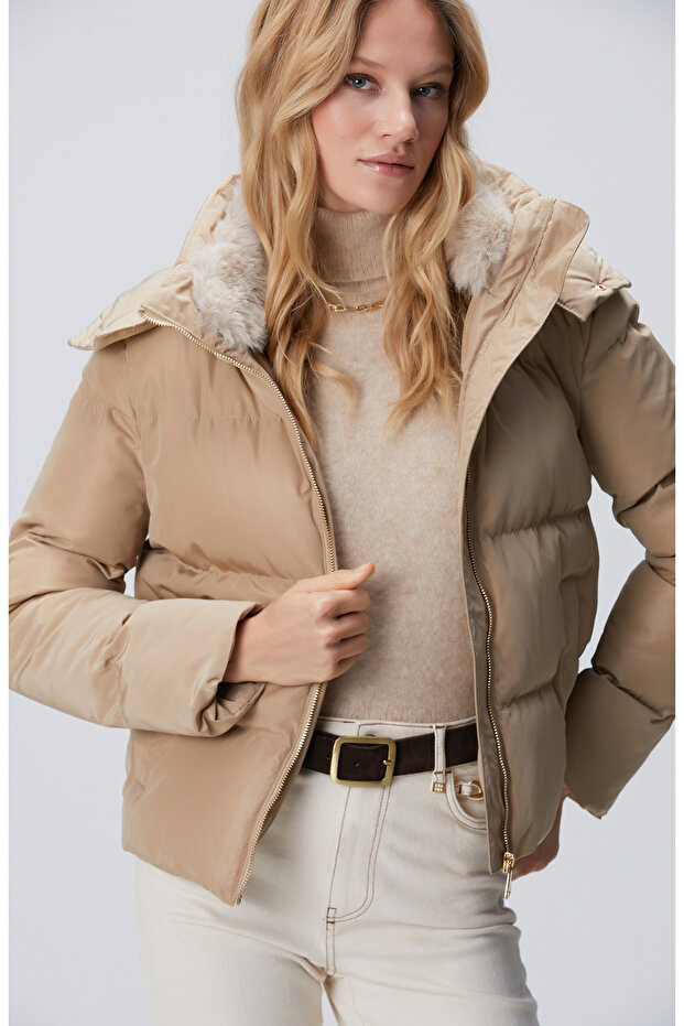 Vizon Kapüşonlu Kapitone Mont - 2