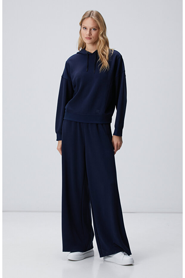 Lacivert Kapüşonlu Sweatshirt - 3