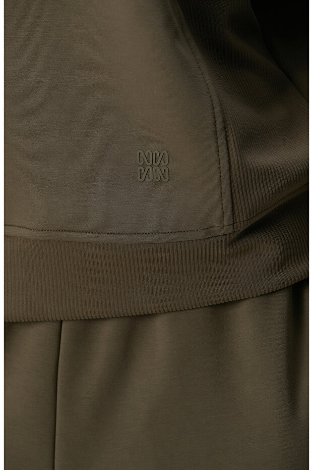 Haki Kapüşonlu Sweatshirt - 6
