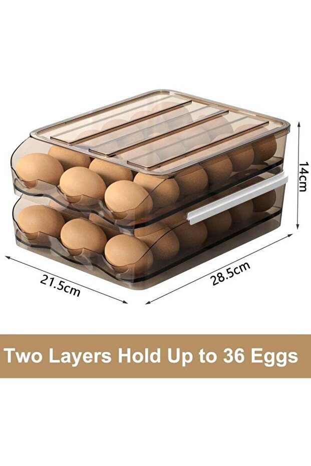 2 Layer Egg Holder, Automatically Rolling Egg Storage Container for Refrigerator - 2
